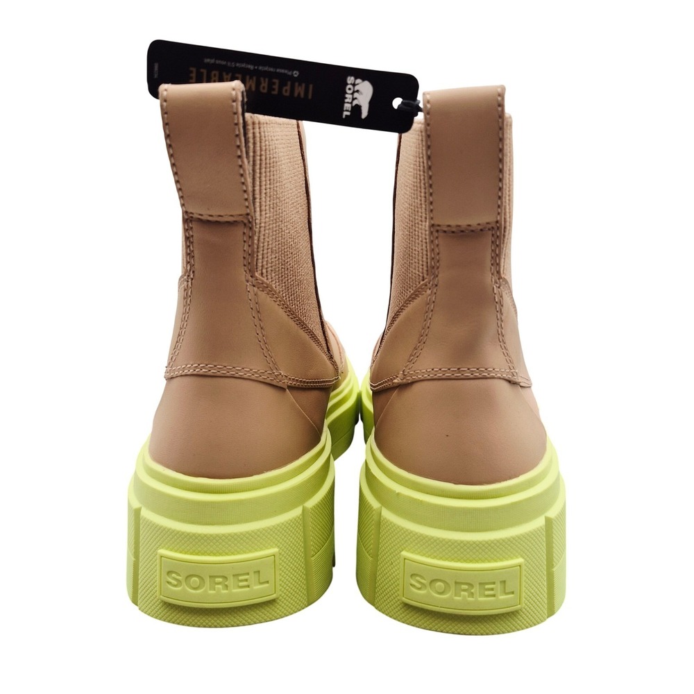 Sorel Caribou X Waterproof Platform Boots Chelsea Women's Size 10 Tan Lime Green - Picture 5 of 16